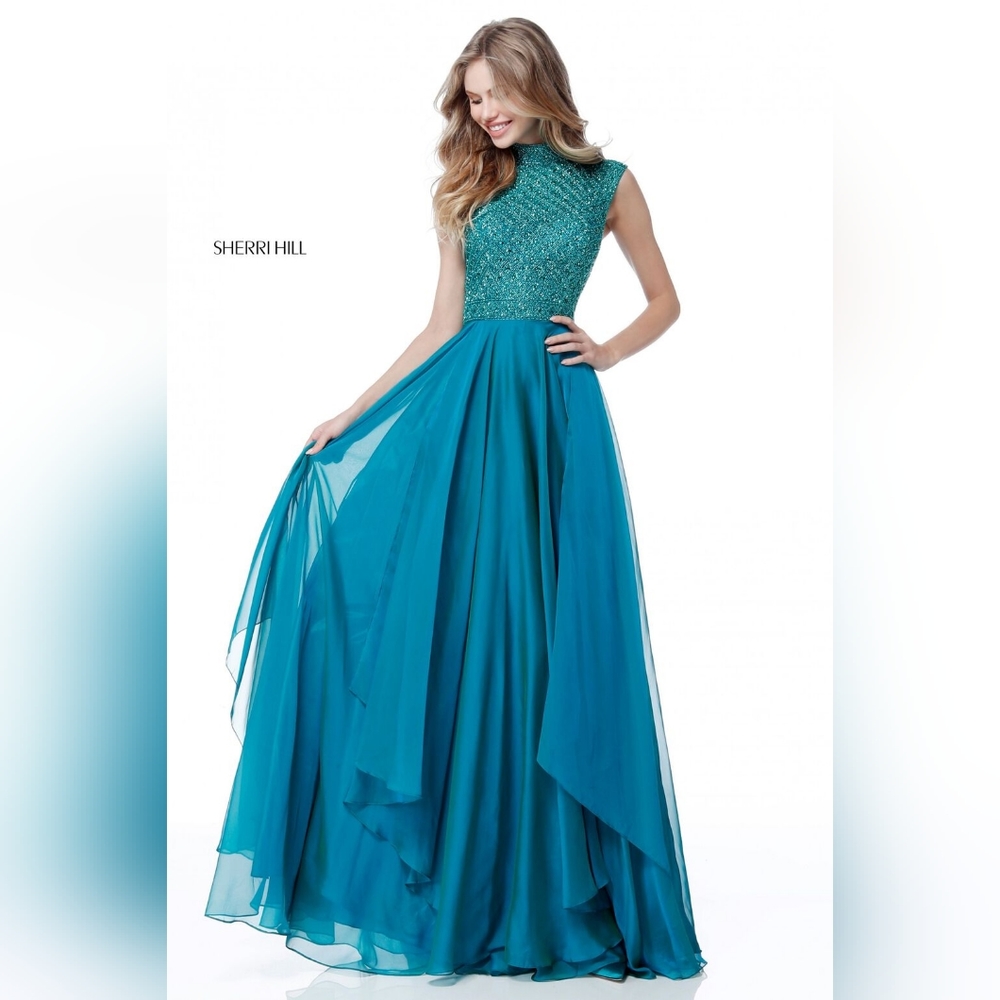 Sherri Hill Teal Evening Gown